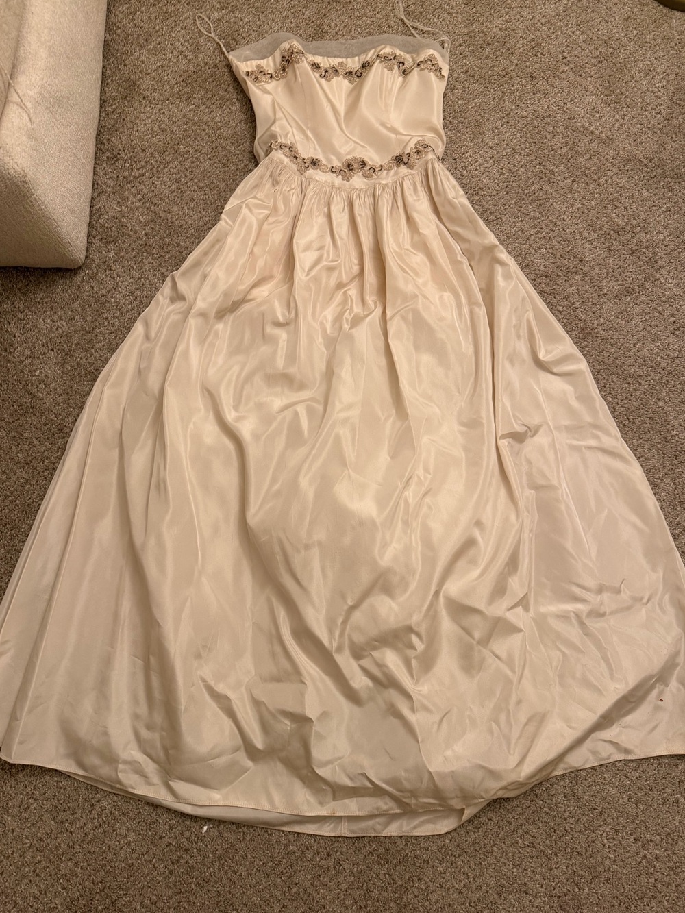 Ivory Prom Dress with Beaded Waistline